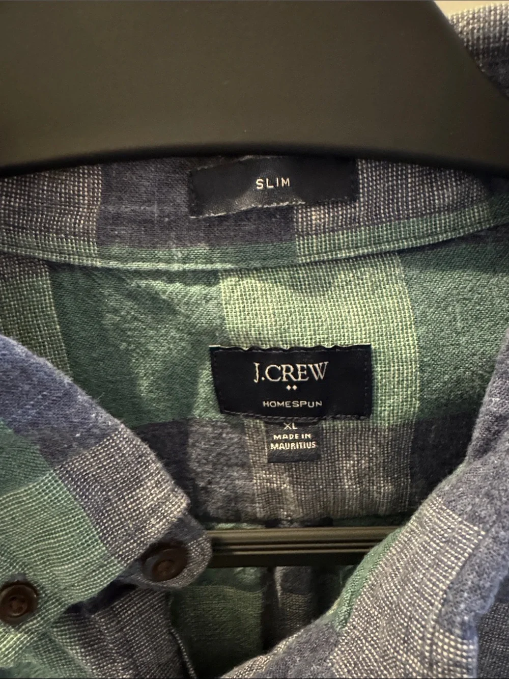 J. Crew Green and Gray Plaid Cotton Button-Down Shirt